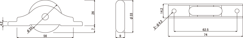 戸車　V-33　寸法図